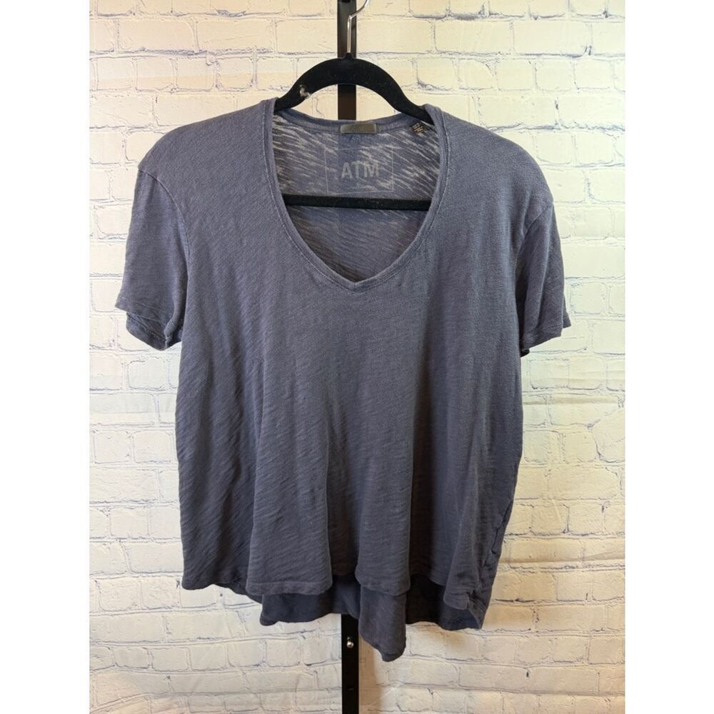 ATM Anthony Thomas Melillo Women's V-Neck Tee in Navy Blue